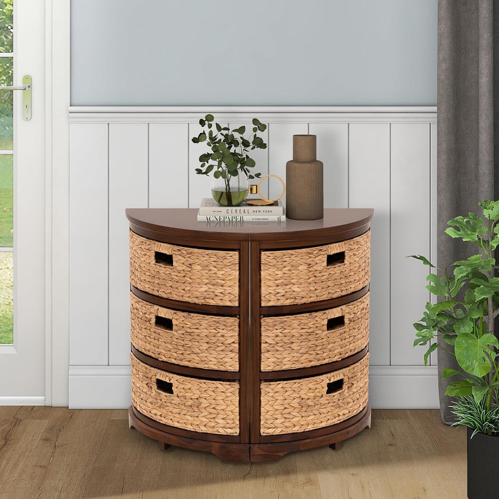 Hampton Meadows 3 Tier X-Side Corner Table Cabinet, Walnut