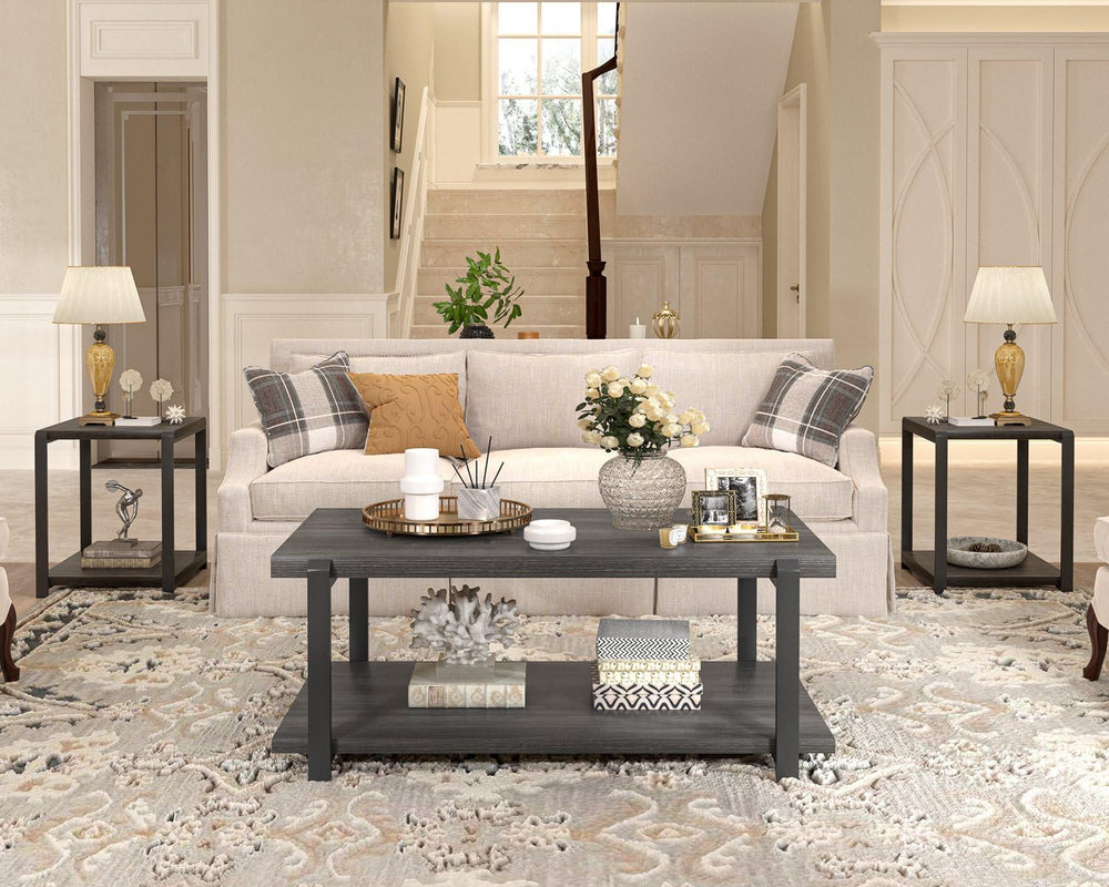 FOLUBAN Modern Coffee Table, Rustic Wood Center Table with Storage for Living...