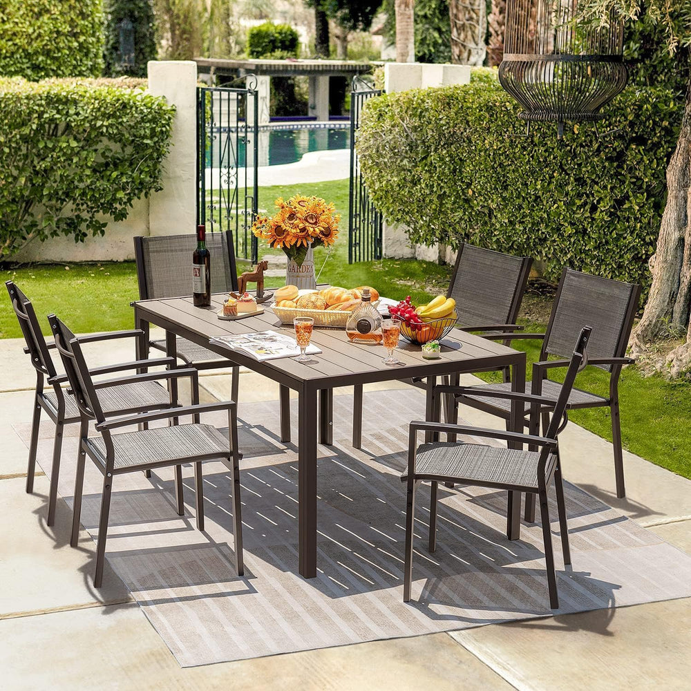 Homall Patio Dining Set 7 Pieces Outdoor Furniture with Large Table and 6 Tex...