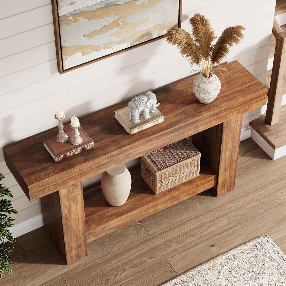 GAOMON 63" Farmhouse Console Table for Entryway - 2-Tier Storage Shelf, ...