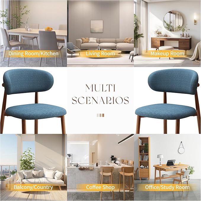 Kitchen Dining Chairs Set of 6 Modern Soft Linen Farmhouse Dining Room Chair,...