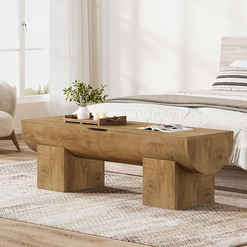 Tribesigns 55" Storage Bench with 2 Safety Hinges, Farmhouse Shoe Bench ...