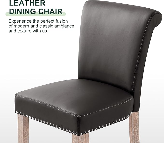 CHUN YI Dining Chairs Set of 2, Faux Leather Upholstered Dining Room Chairs w...