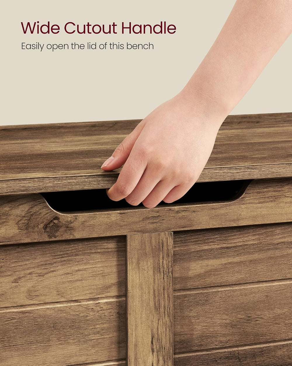 VASAGLE Storage Chest, 39.4 Inches Width Bench with 2 Safety Hinges | Farmhou...