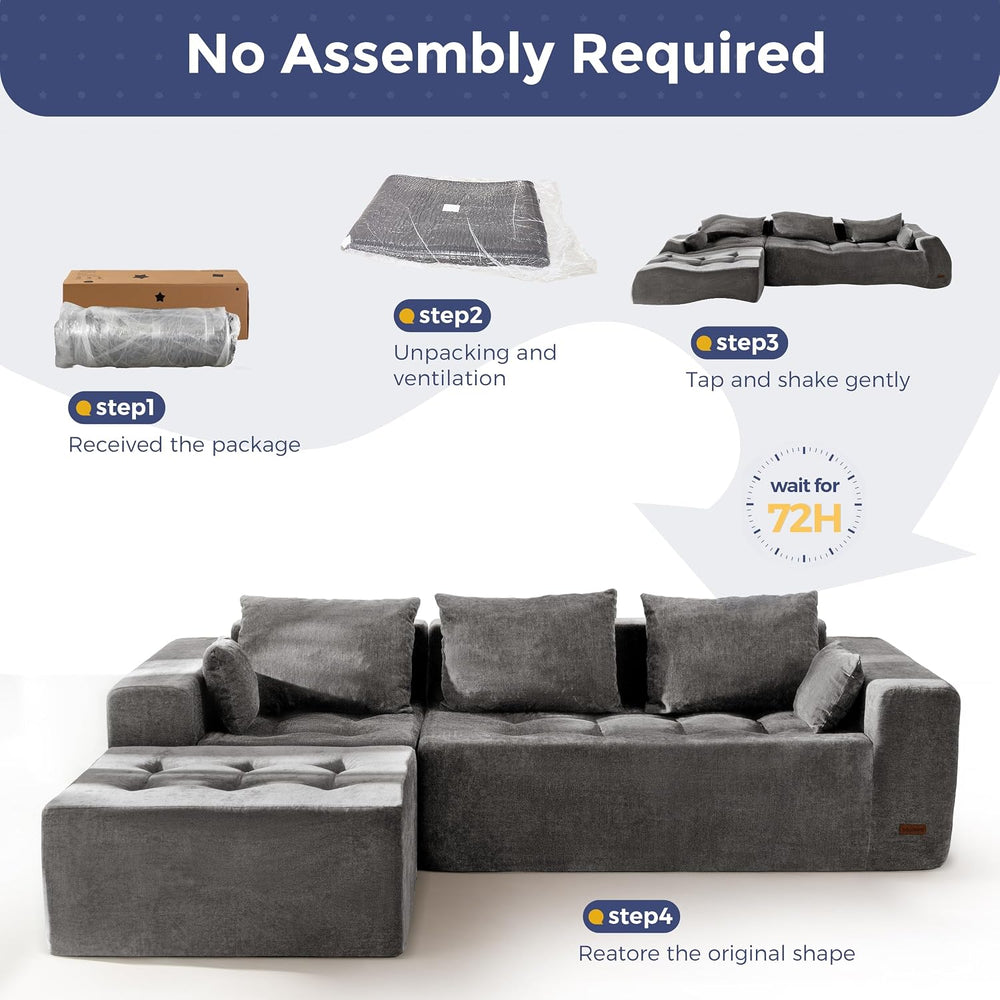 MAXYOYO Modular Sectional Sofa Couch, L Shaped Cloud Couch with Flexible Otto...