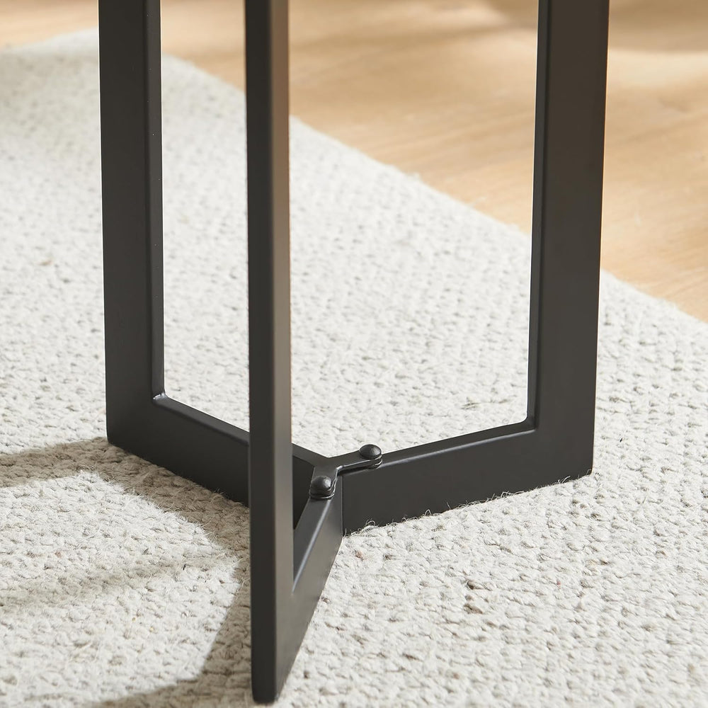 Danya B Black Metal Sculptural Pedestal & Faux Stone Tabletop Accent End ...