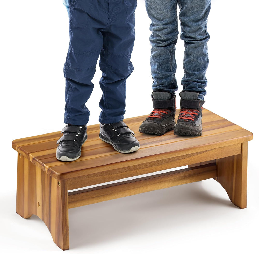 FANATU Extra Wide 26in Wooden Step Stool, Heavy Duty, Holds Up to 550 lbs | R...