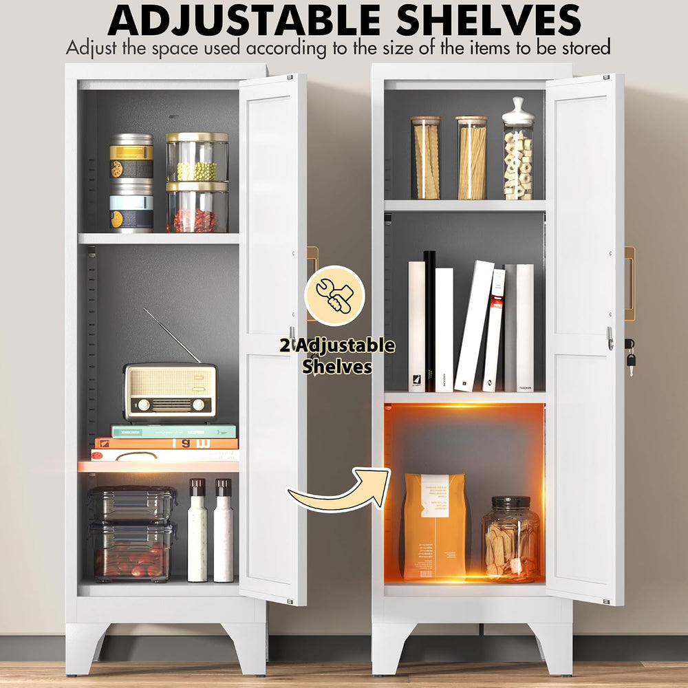 Coolsun 46" H Metal Pantry Cabinet, Metal Storage Locker with Door and 2...