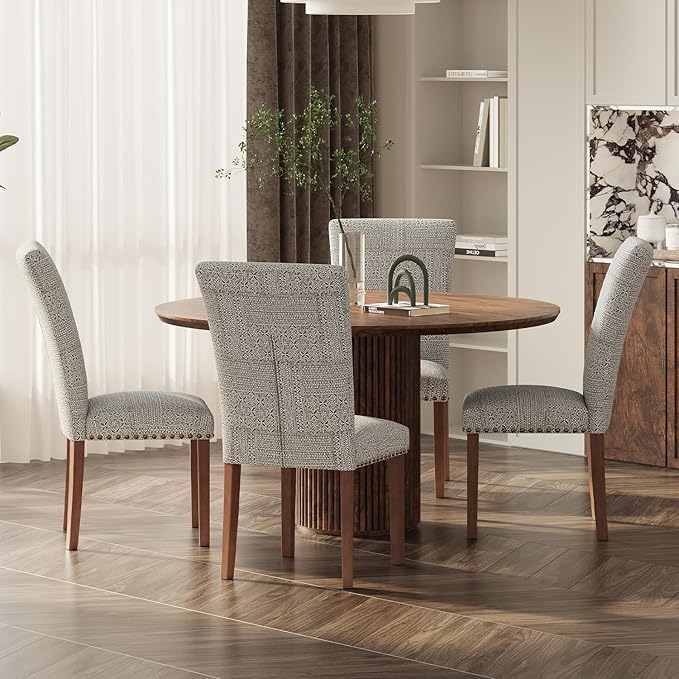 Stylish Dining Chairs Set of 4, Upholstered Parsons Dining Room Chair with Na...