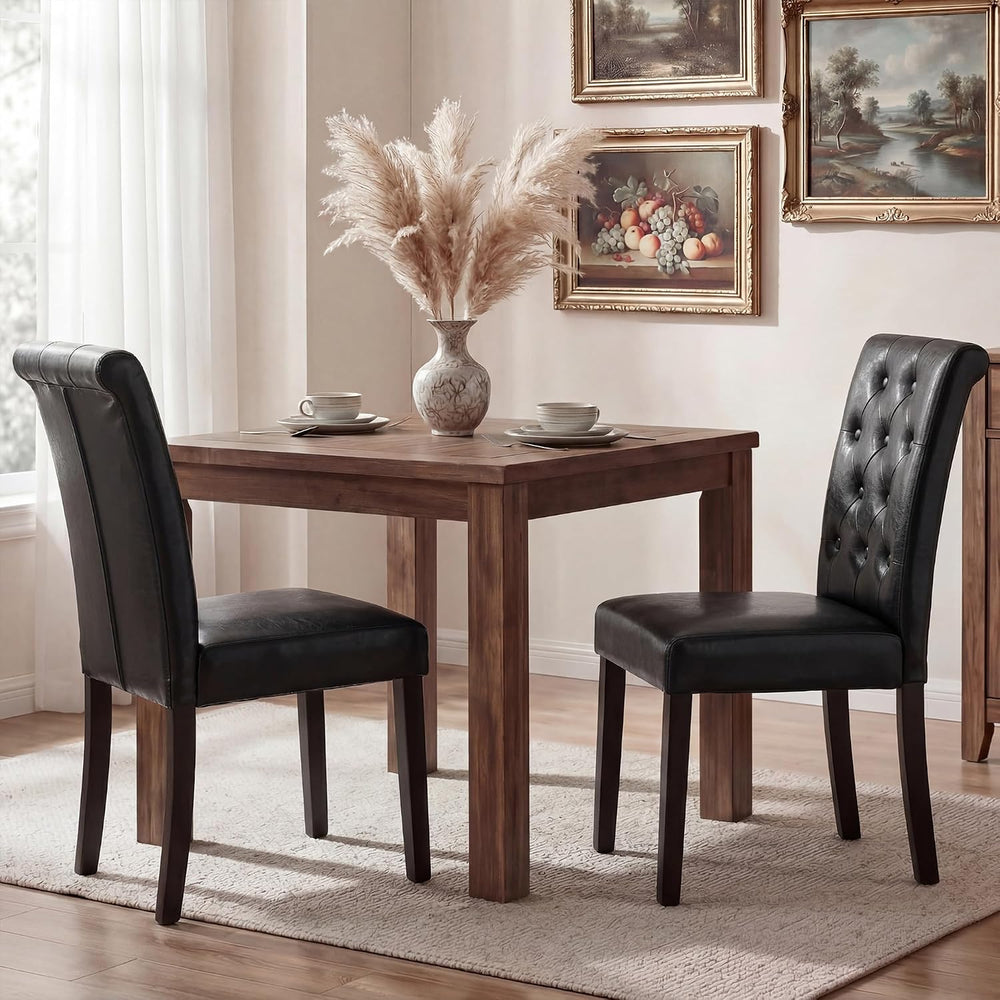 LSSBOUGHT Modern Tufted Dining Chairs Set of 6, Button Padded Leather Kitchen...