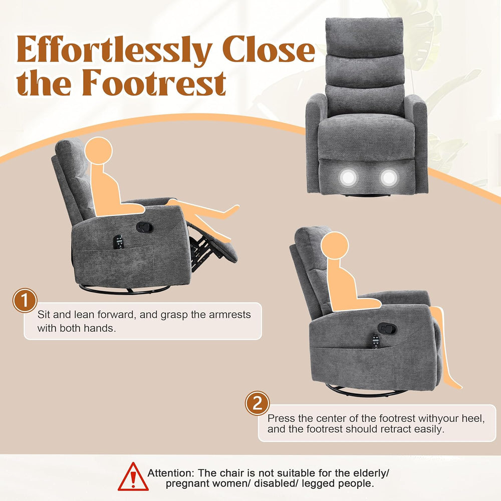 Manual Swivel Rocker Recliner Chair for Adults, Overstuffed Reclining Glider ...