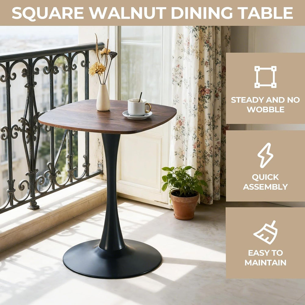 24" Square Tulip Dining Table for 2-4, Modern Kitchen Table with Pedesta...