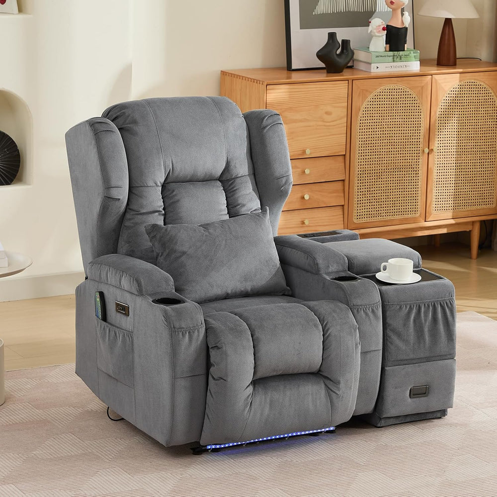 Center Console for Recliner, Fuctional Sofa Side Table with Storage Drawers, ...