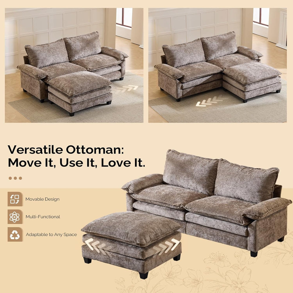 VINGLI 87" Convertible Sectional Loveseat Sofa with Deep Seat &Movab...