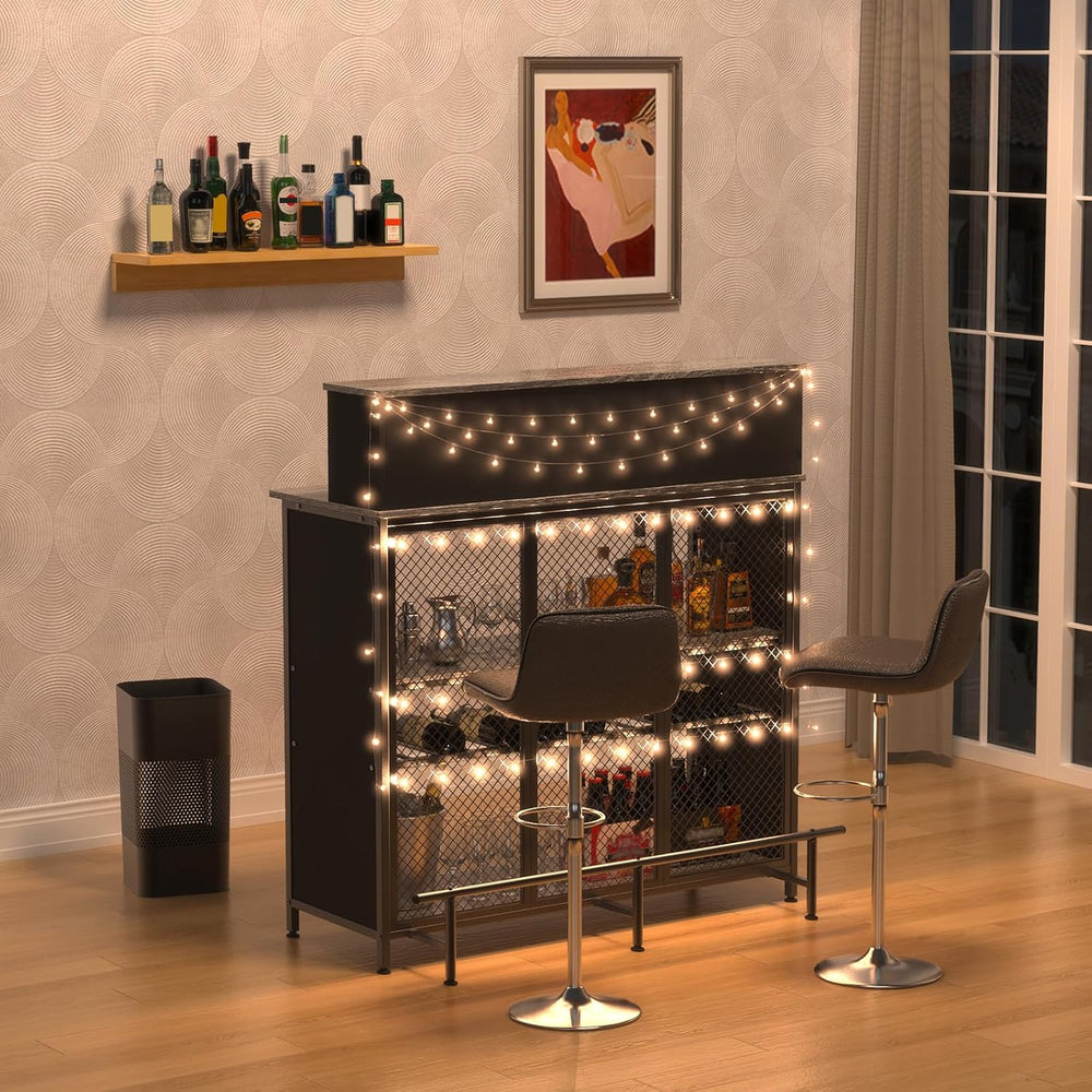 GDLF Liquor Cabinet, 47.2" W Mini Bar for Home with Wine Rack& Storage