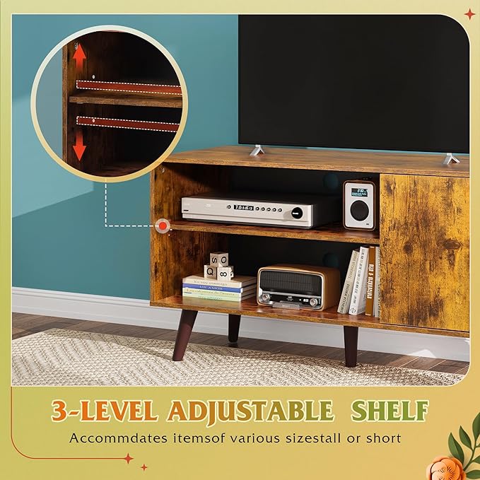 WLIVE TV Stand for 43 Inch TV, Small Entertainment Center with Storage Cabine...