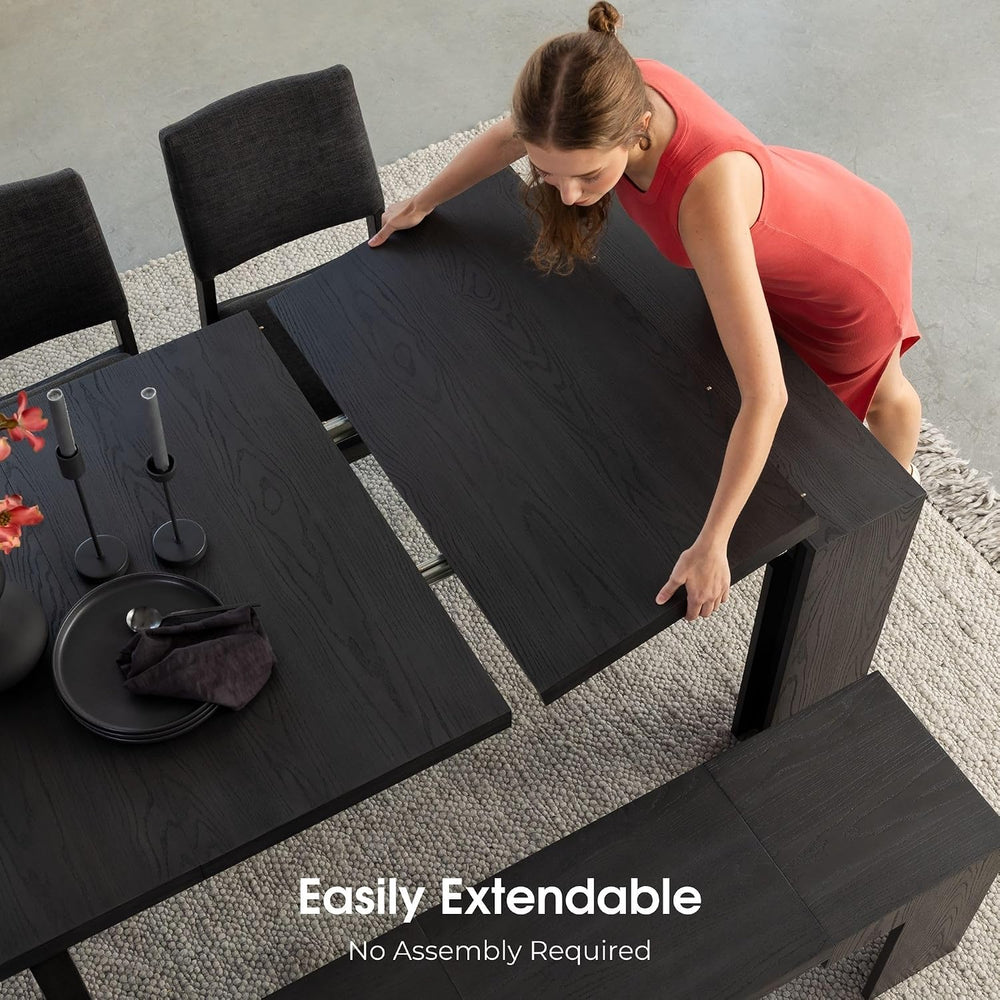 Transformer Table Solid Wood Extendable Dining Table, Black | Seats 2-12, Exp...