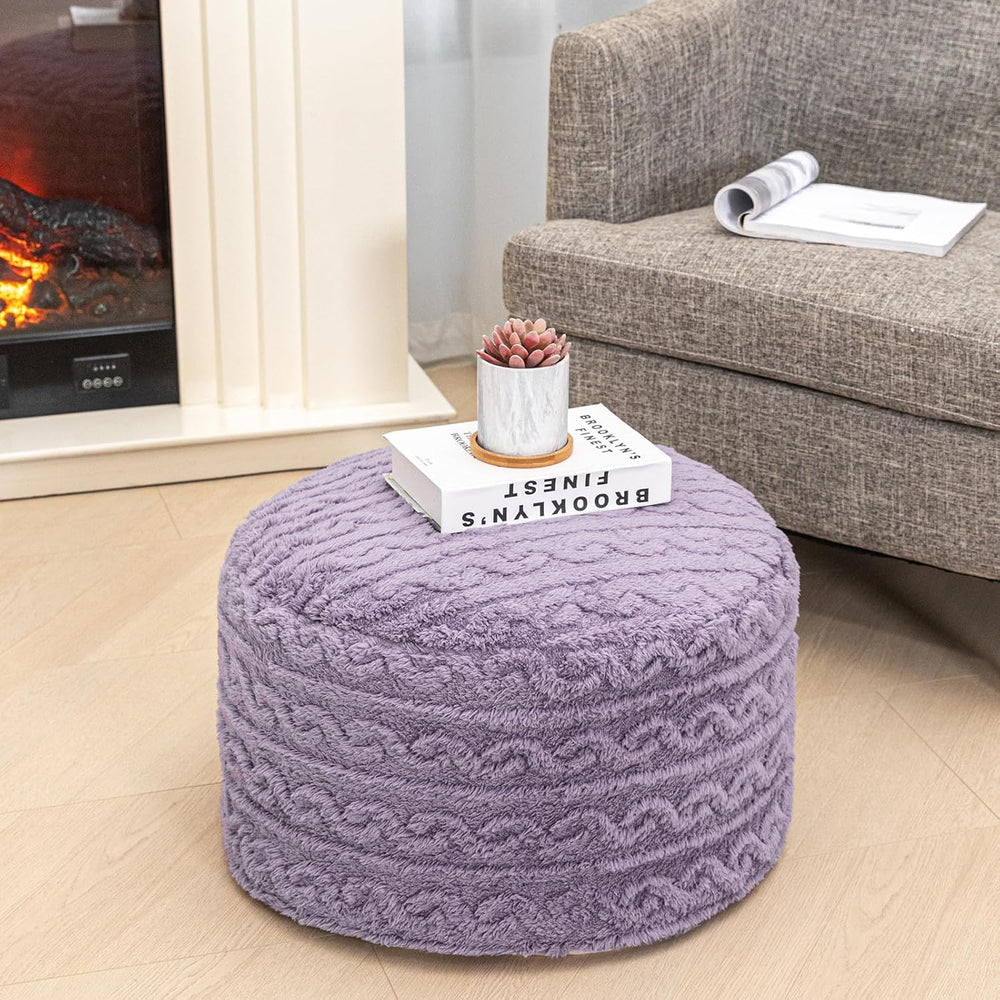 Pouf Ottoman Stuffed 20x20x12 Inches Floor Pouf Plush Fiber Ottoman Foot Rest...