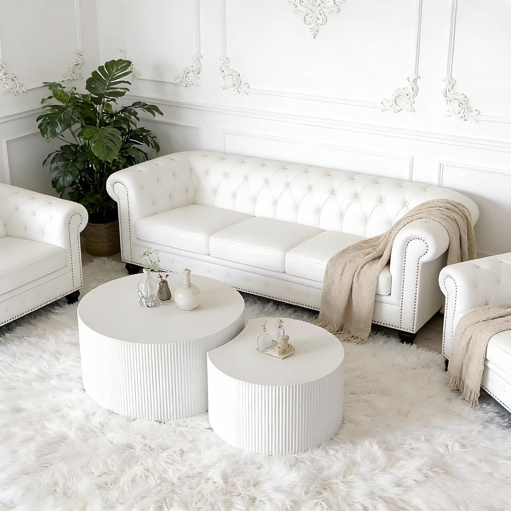 KEVINSPACE Coffee Table Set of 2 Modern, Living Room Nesting Table Round 2-Pi...