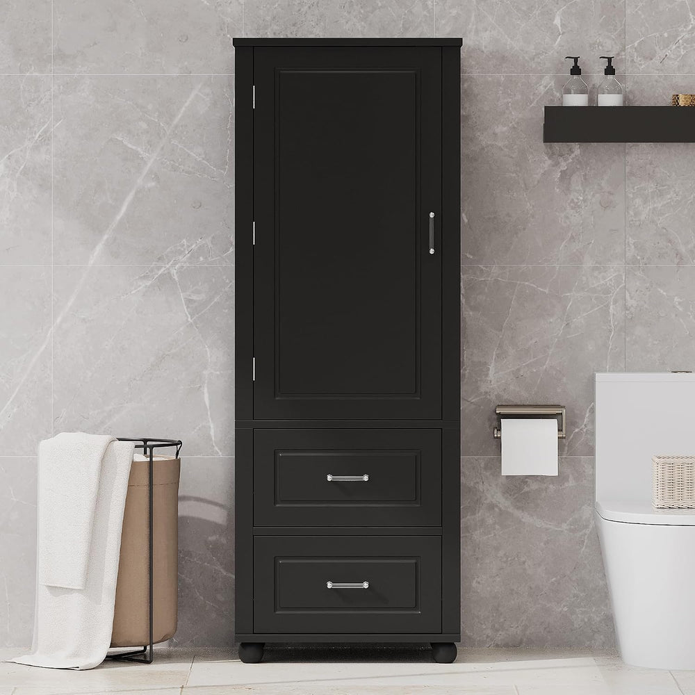 Merax 61.4" Pantry Cabinet with One Door & Two Drawers, Adjustable S...