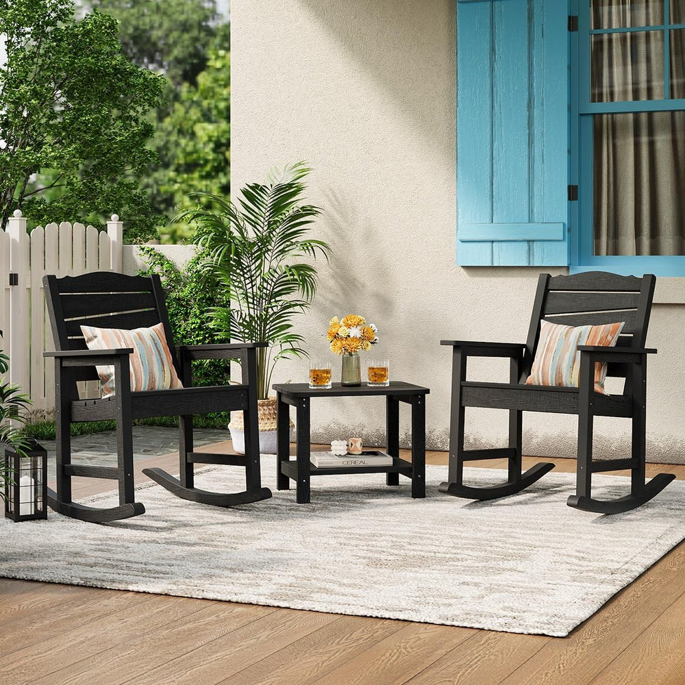 Patio Rocking Chairs Set of 2, Weatherproof HIPS Outdoor Rocking Chair for Ad...