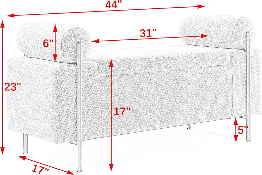 Storage Ottoman for Bedroom 44" with Safety Hinge, Upholstered Entryway ...