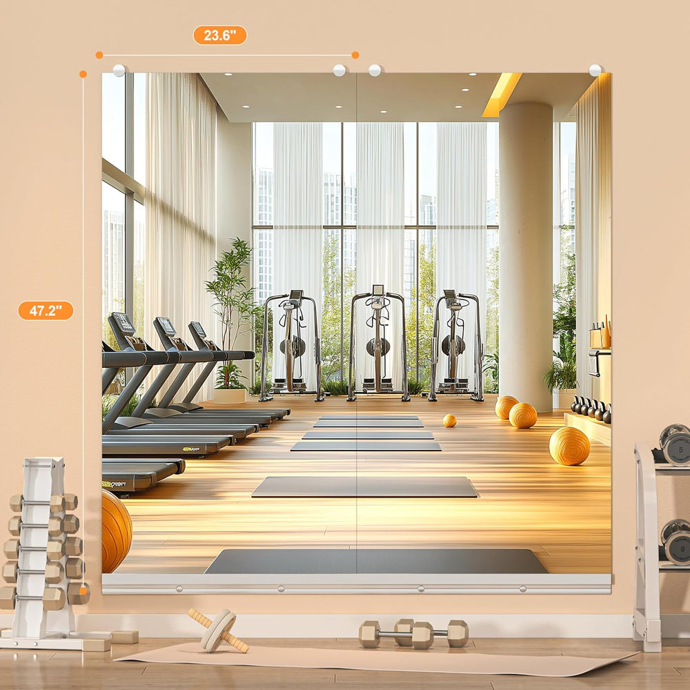 Hasipu Home Gym Mirror, 48"x24" Each, 4-Pack Frameless Wall Mounted...