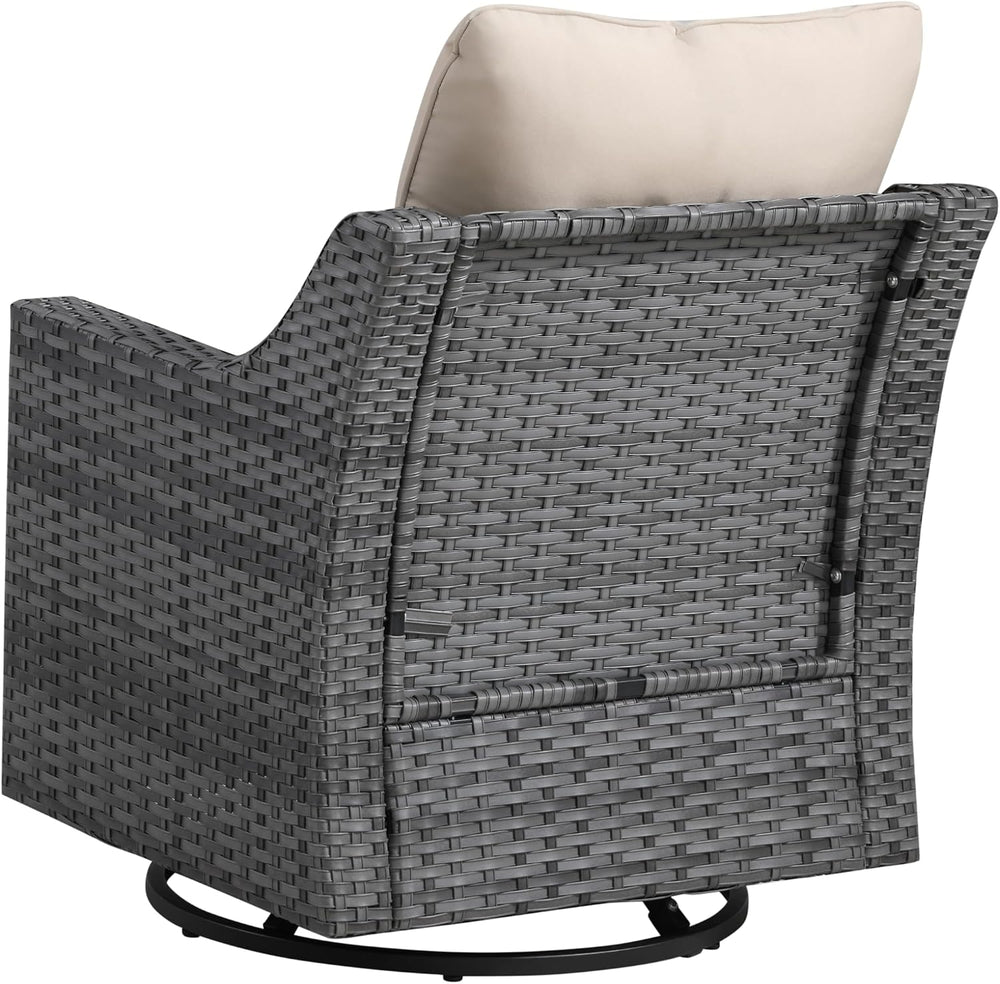 2 Piece Patio Furniture Set, Outdoor Swivel Rocker Chairs Set of 2, Grey Wick...