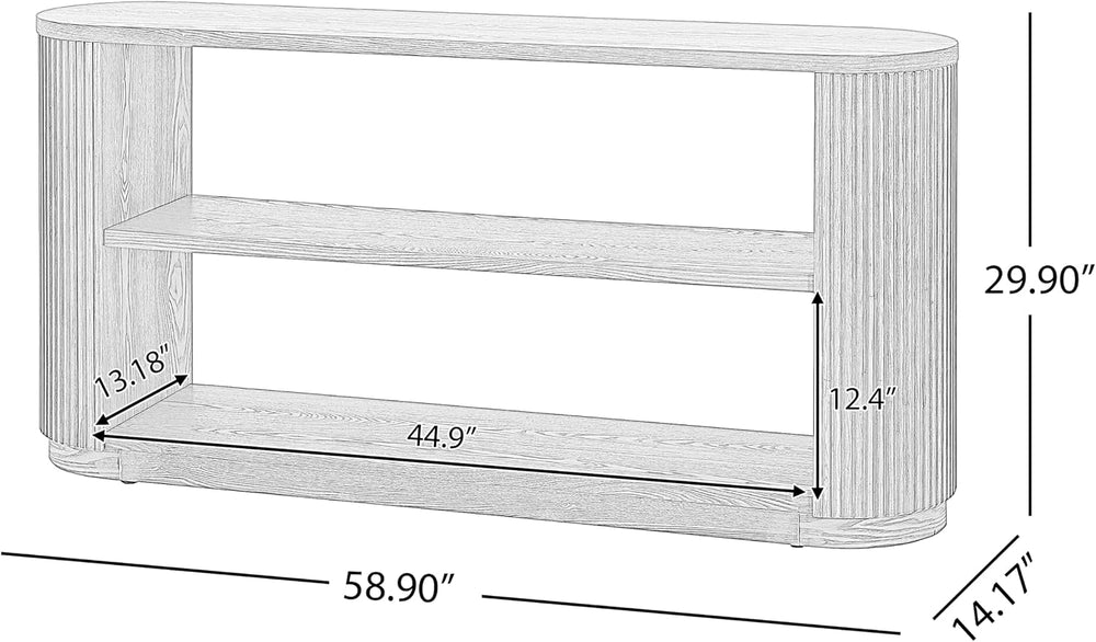 58.9" Modern Console Tables with 3 Tier Open Shelves, Storage Wood Entry...