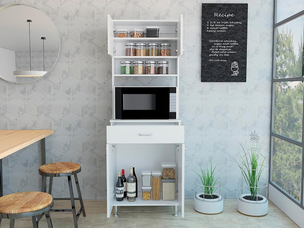 60 Kitchen Pantry with Countertop and Storage - White | Includes bottom cabin...