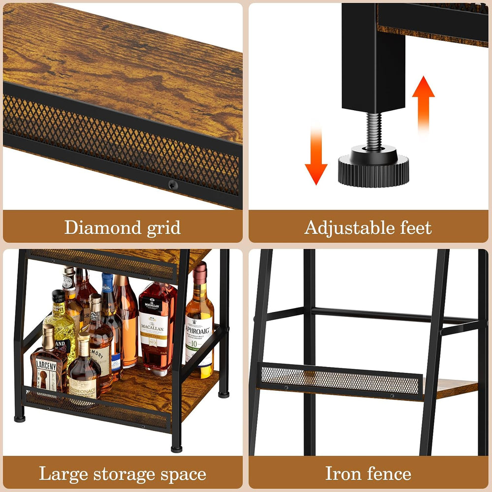5-Tier Trapezoid Liquor Cabinet for Home Bar,Large-Capacity Liquor Stand | St...