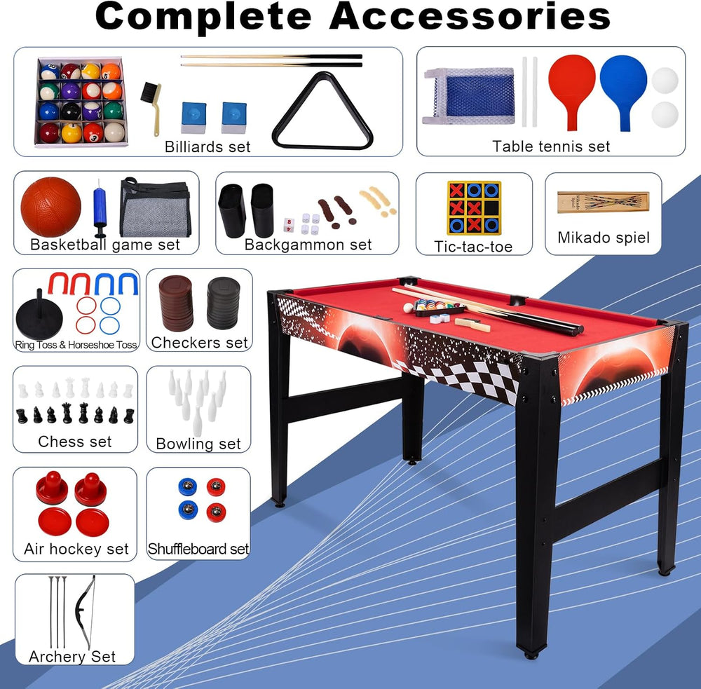 HLC 48" 4-in-1 Combo Game Table with Pool Billiard Slide Hockey Foosball...