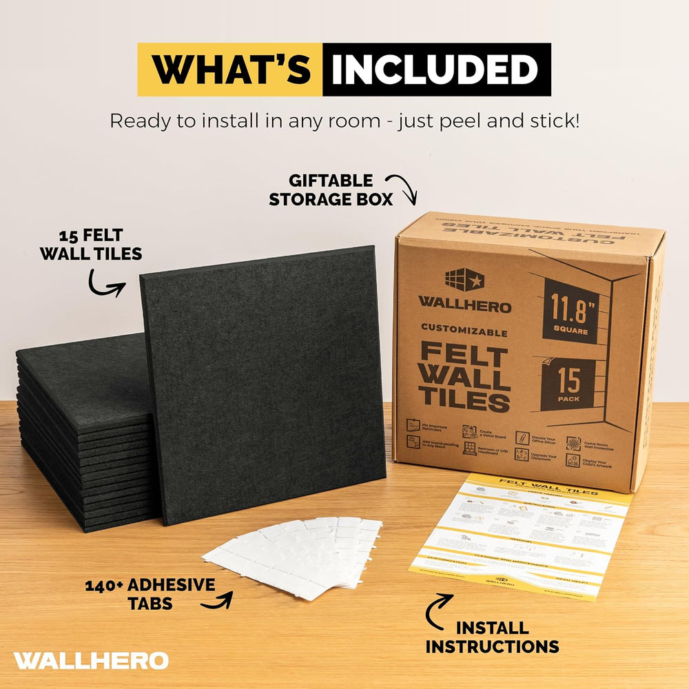 WALLHERO Vision Board - Large Cork Board for Walls 59" x 36", Black...