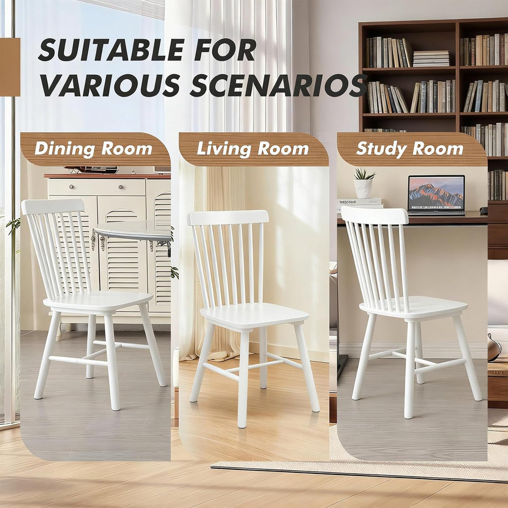 ClinQ Windsor Dining Chair Set of 4, Spindle Back Wooden Chairs for Kitchen a...
