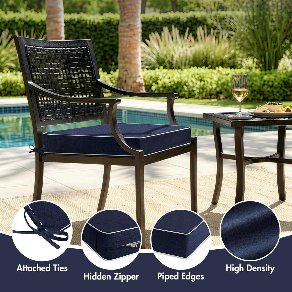 MIULEE Navy Outdoor Chair Cushions 2 Pack, 22x22x3 Inch Waterproof Cushions