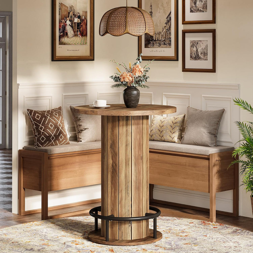 Tribesigns Round Dining Table, Bar Height Commercial Kitchen Table with Wood ...