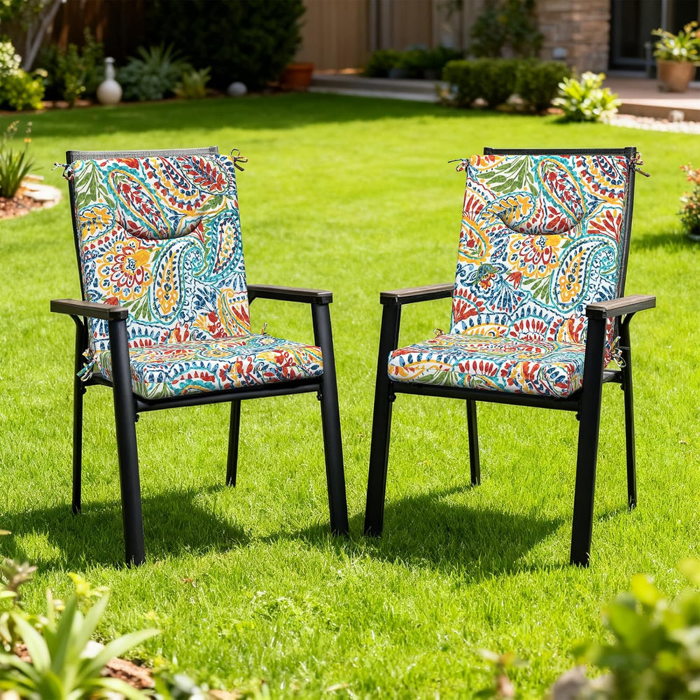 DYTXIII Outdoor High Back Chair Cushions Set of 2, 44x20 in Water Repellent P...