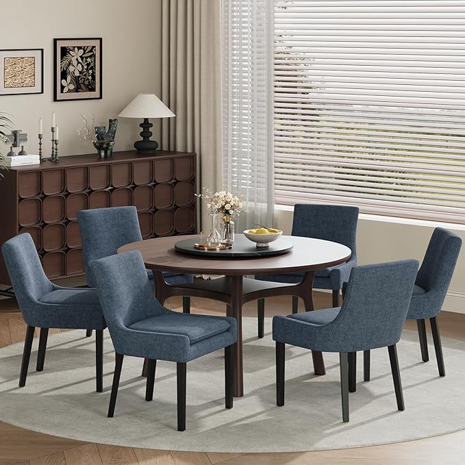 COLAMY Modern Dining Chairs Set of 6, Upholstered Corduroy Accent Side Leisur...
