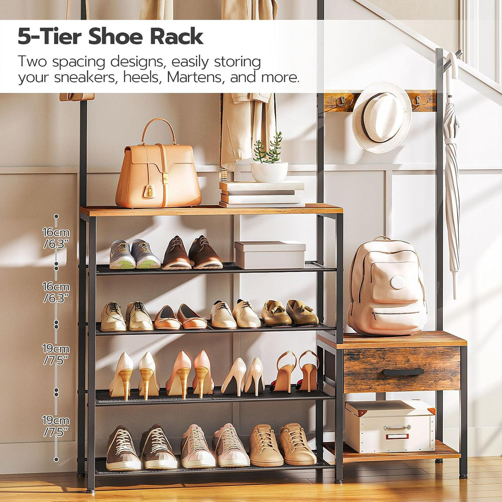 HOOBRO Hall Tree, Entryway Coat Rack Shoe Bench, Shoe and Coat Rack for Entry...