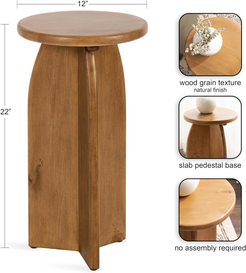 Kate and Laurel Sora Modern Wooden Round Drink Table, 12 x 12 x 22, Rustic Br...