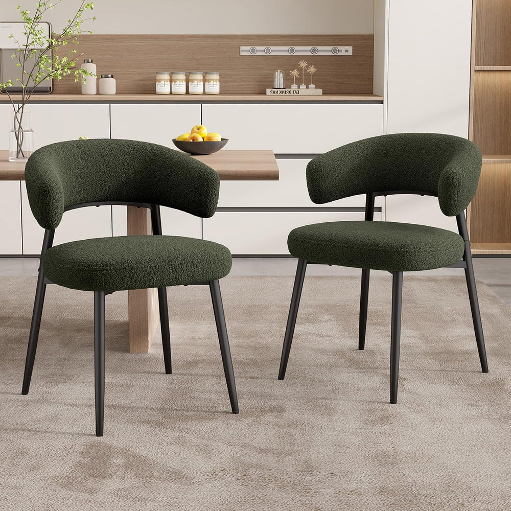 Dining Chairs Set of 2, Mid Century Modern Kitchen Chairs, Boucle Upholstered...