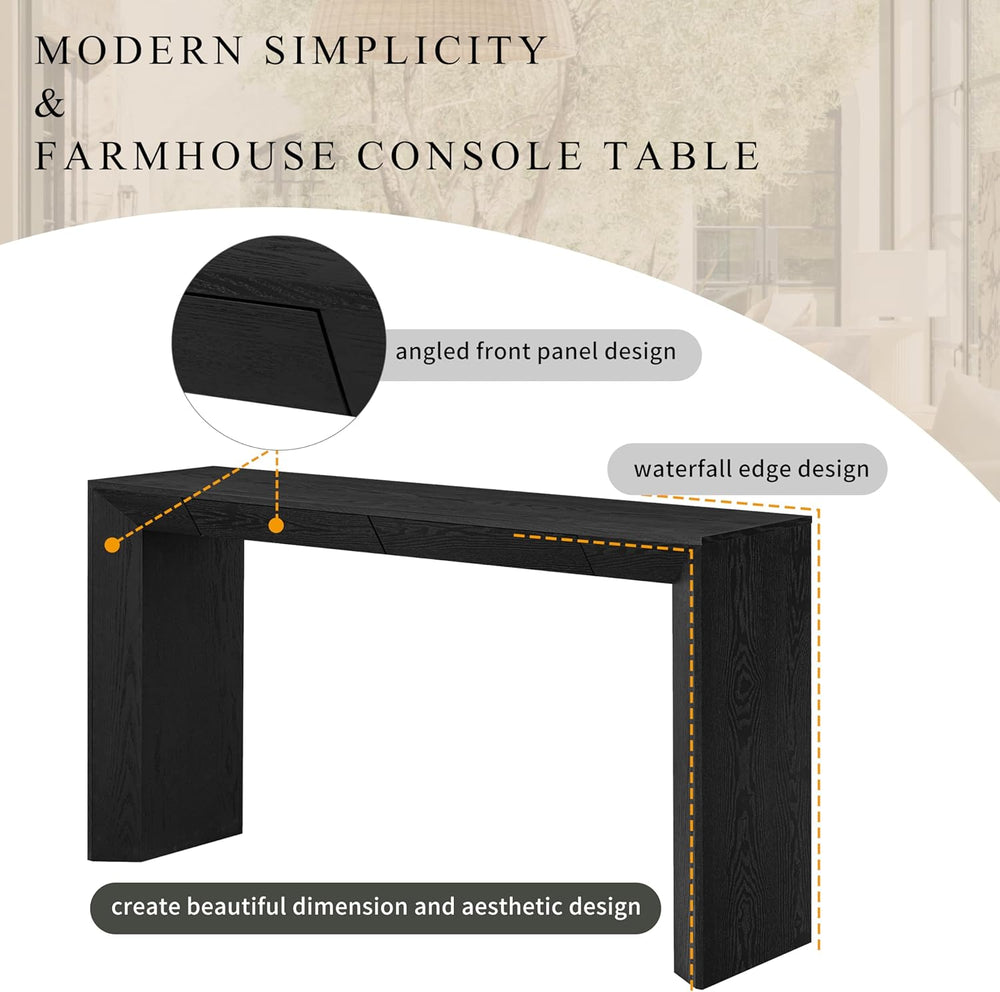 LKTART 60" Modern Farmhouse Console Table with 2 Drawers, Sofa Table Beh...