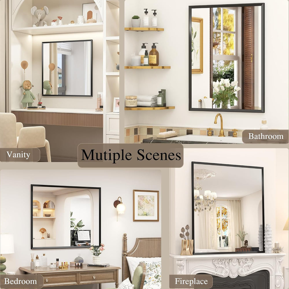 Black Framed Bathroom Mirror for Over Sink 20x24