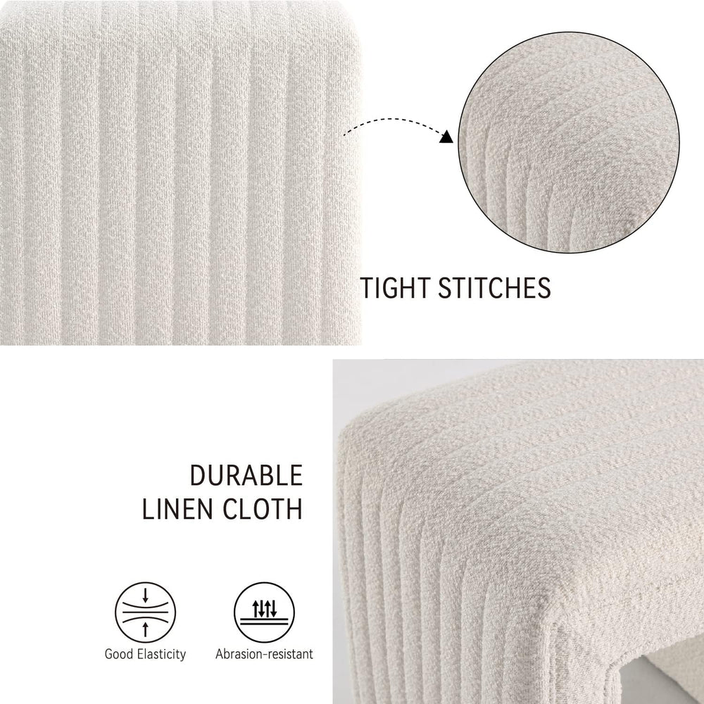 Get Set Style Vanity Stool Chair, Fully Assembled Modern Boucle Ottoman Foots...