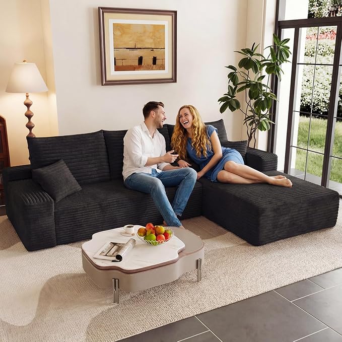 95" Modular Sectional Couch, L Shaped Cloud Sofa with Chaise Lounge, Cor...