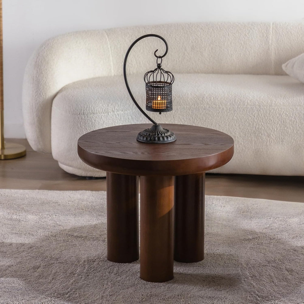 24" Walnut End Table, Simple End Table, Handcrafted Solid Round Table fo...