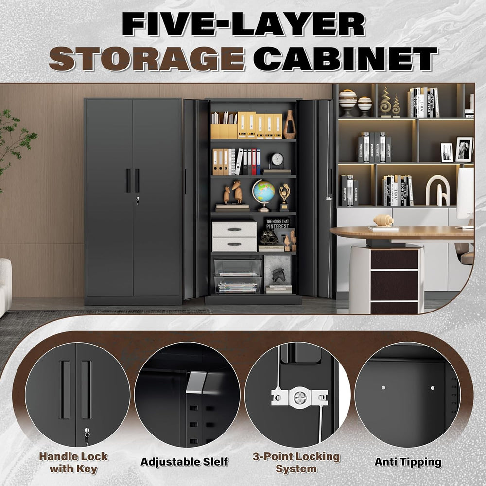 Incbruce 72” Metal Storage Cabinet, Garage Cabinets and Storage System with D...