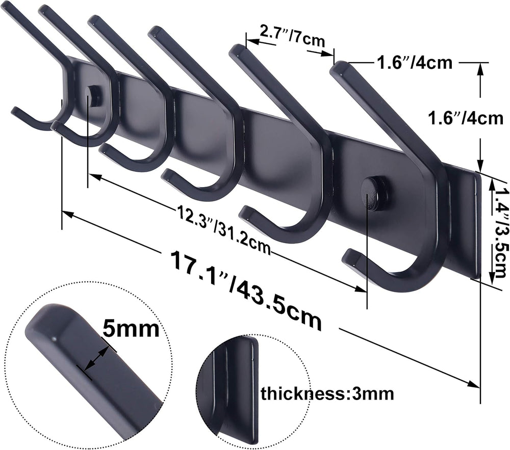 WEBI Coat Rack Wall Mounted,17-1/8 Inch Coat Hooks for Hanging Coats,Heavy Du...