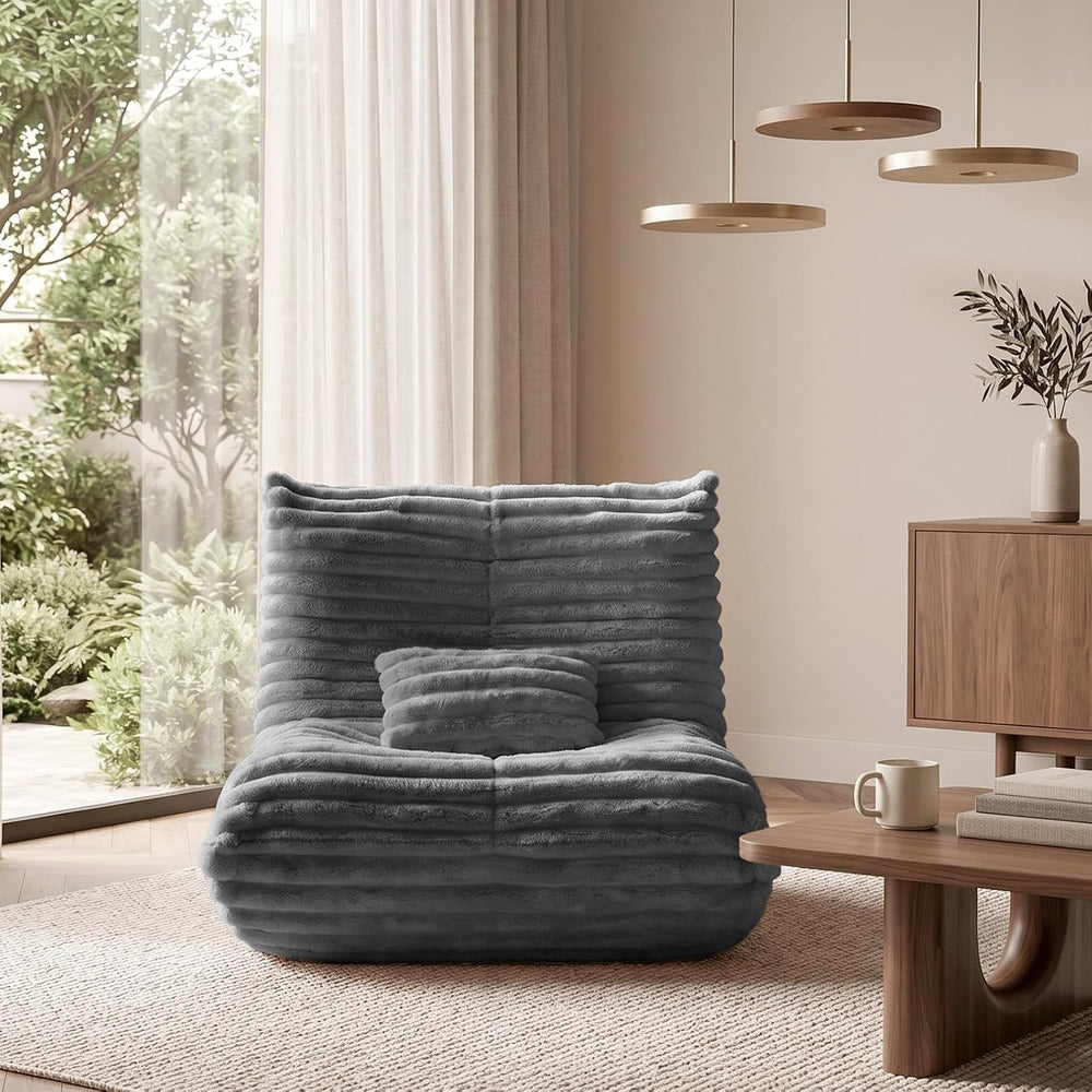 Bean Bag Chair for Adults, Giant Memory Foam Floor Sofa with Lumbar Pillow, O...