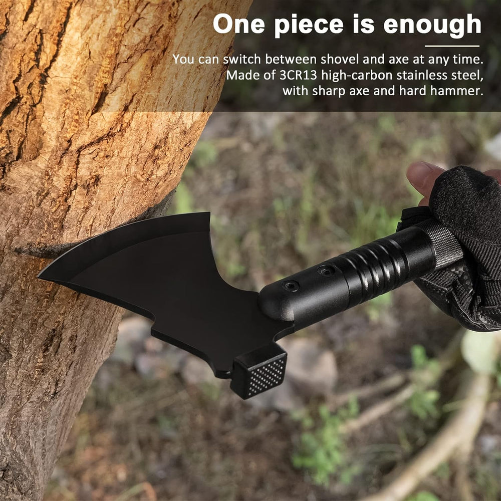 Survival Shovel High Carbon Steel Tactical Shovel Axe Folding Entrenching Too...
